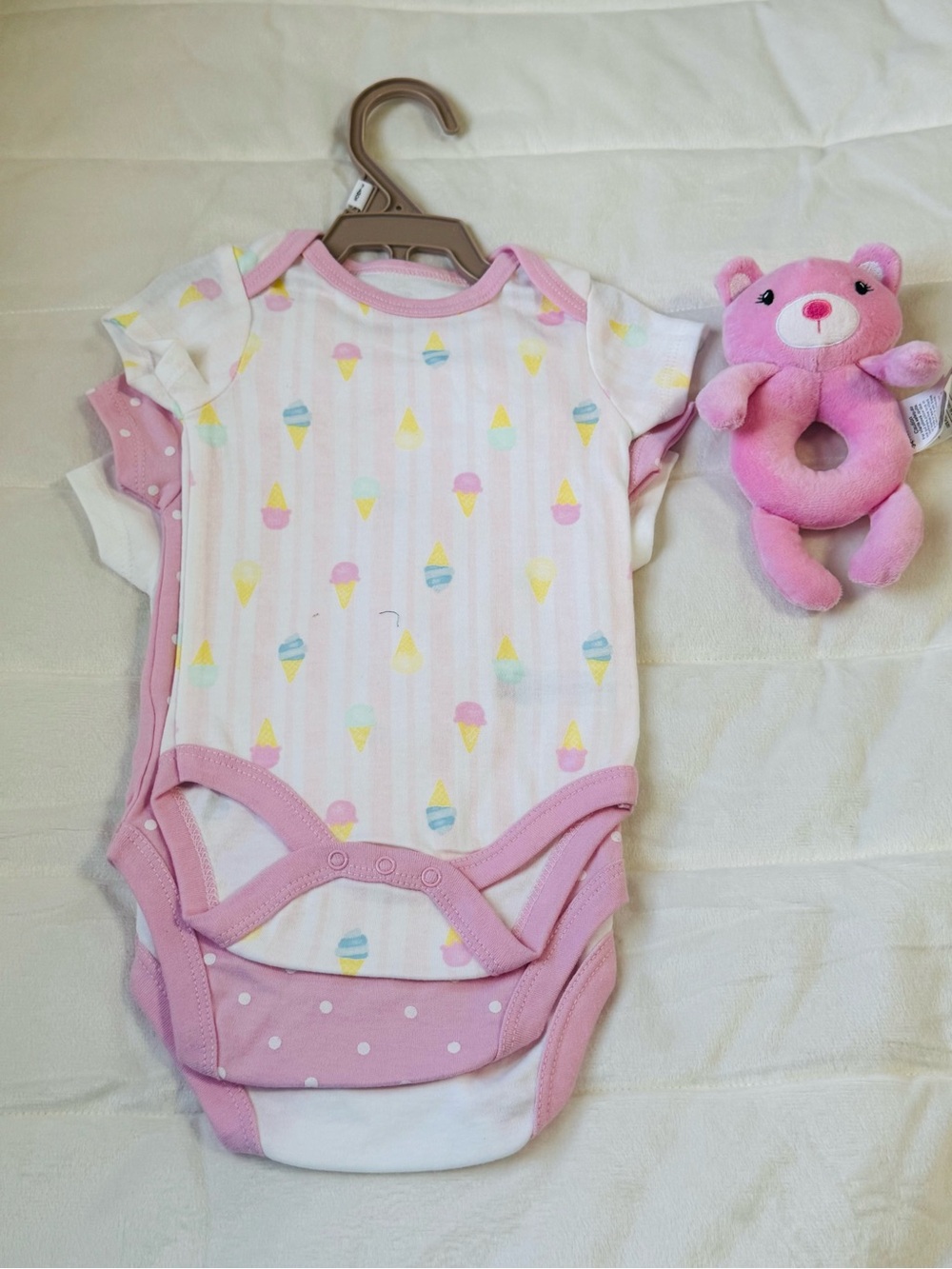 Baby Pink Ice Cream Print 3pack Bodysuits